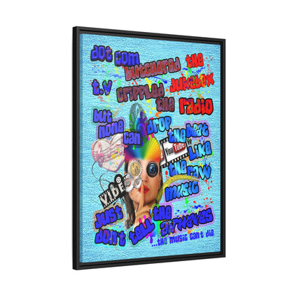 drop the beat - framed canvas art (faded blue)