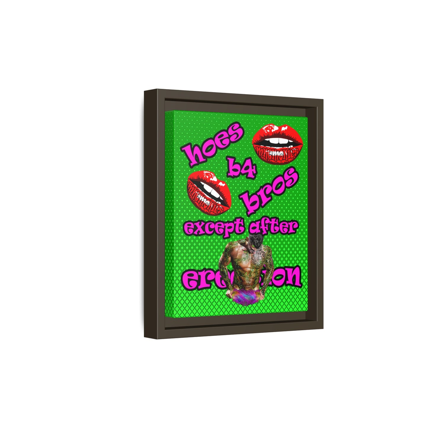 hoes b4 bros - framed canvas art (logo green)