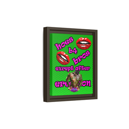 hoes b4 bros - framed canvas art (logo green)