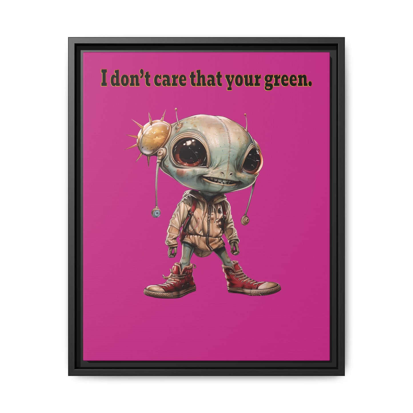 I don't care that your green - framed canvas art (pink)