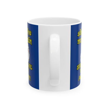 shoot the moon again - White Mug (dark blue)