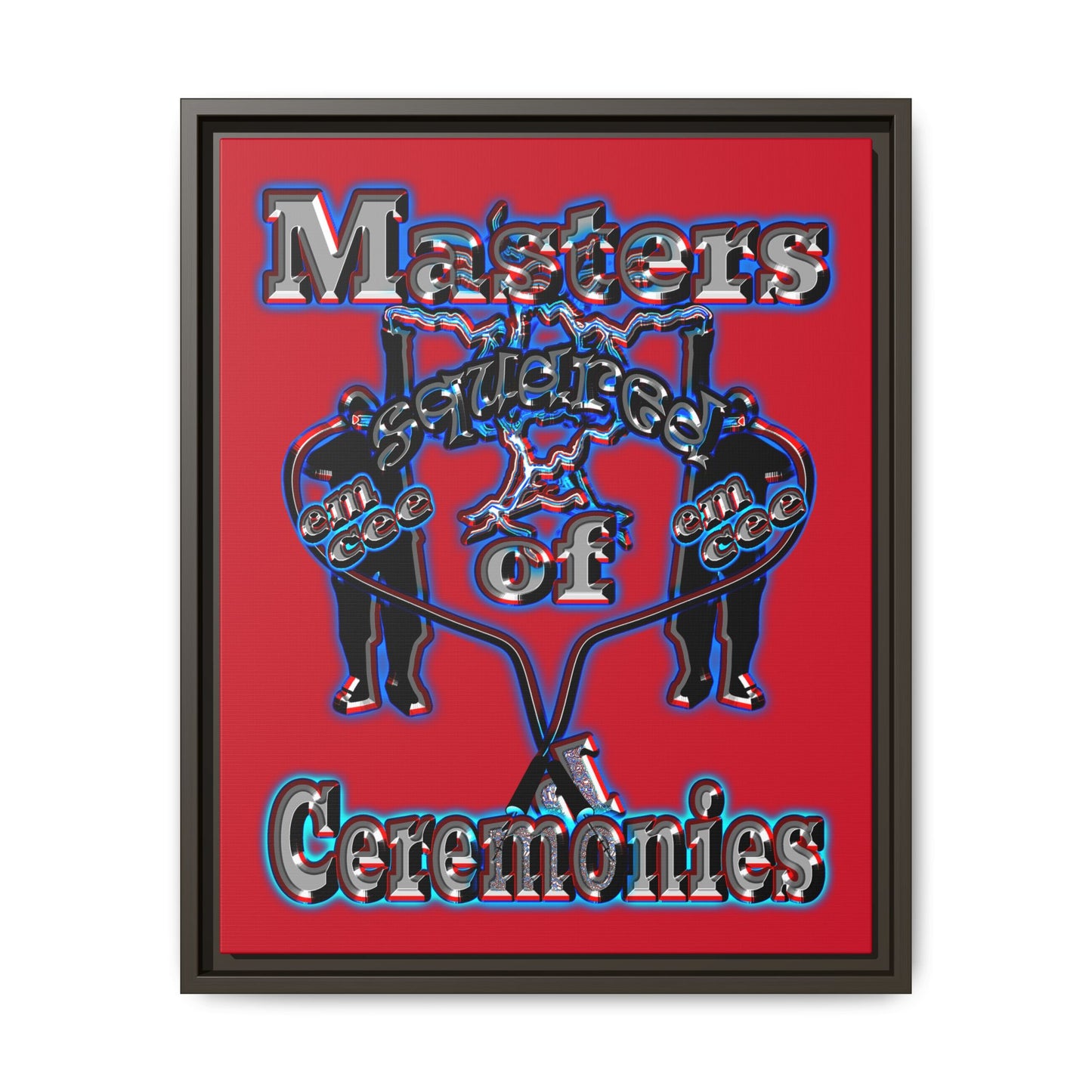 em cee squared - framed canvas art (dark red)
