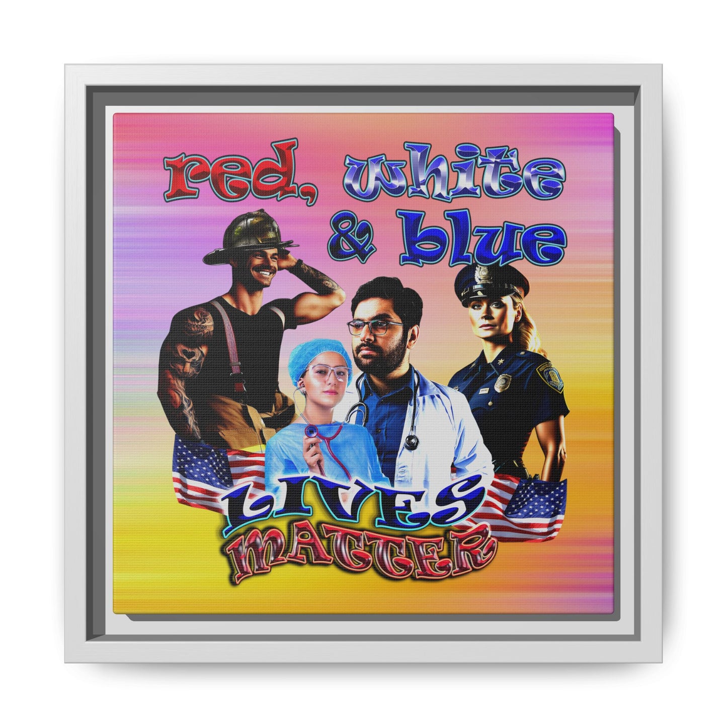 rw&b lives matter - framed canvas art (color blur)