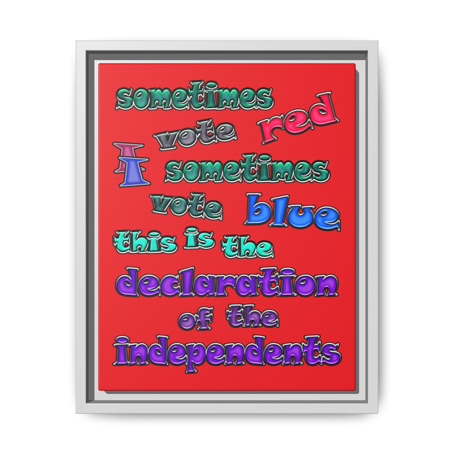 declaration of the independents - framed canvas art (red)