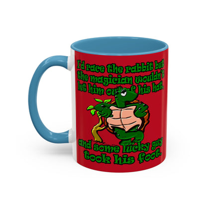 turtle race - Accent Mug (dark red)