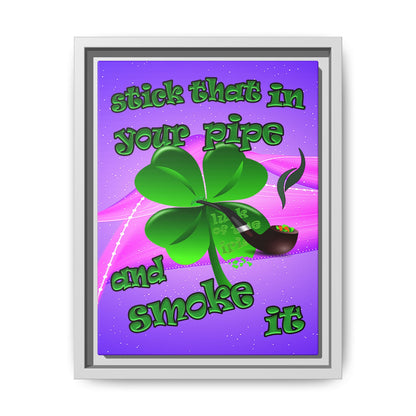 stick that in your pipe and smoke it - framed canvas art (purple-pink wave)