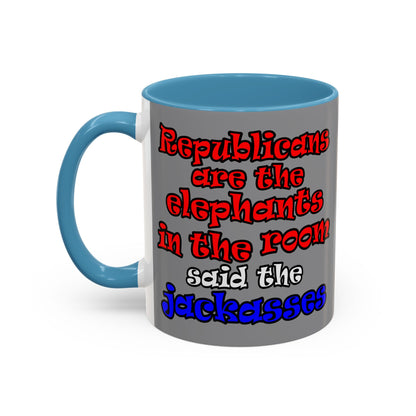 donkeys and elephants - Accent Mug (grey)
