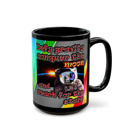 defy conquer reach - Black Mug (rainbow split)