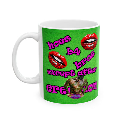 hoes b4 bros - White Mug (green turf)