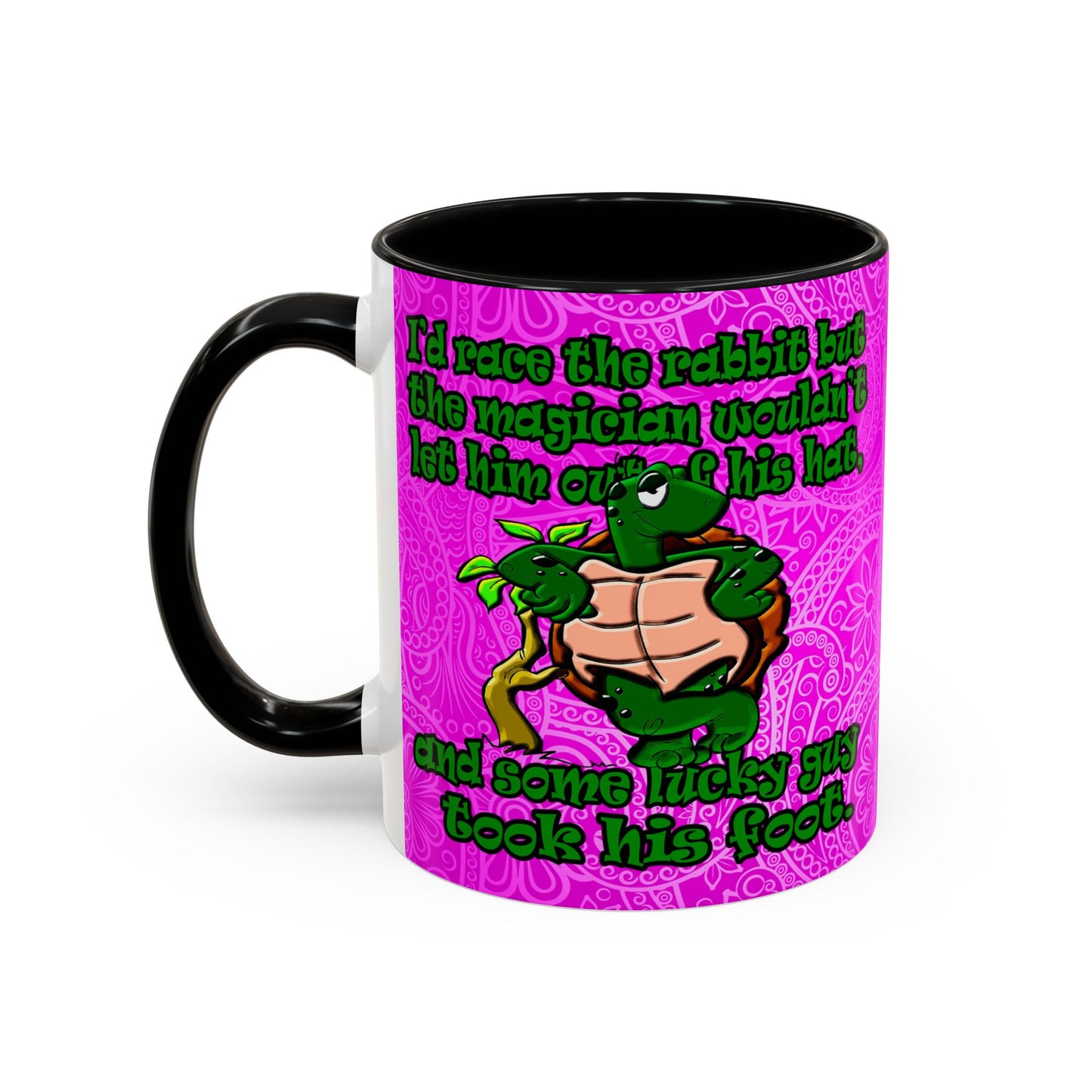 turtle race - Accent Mug (pink swirl)