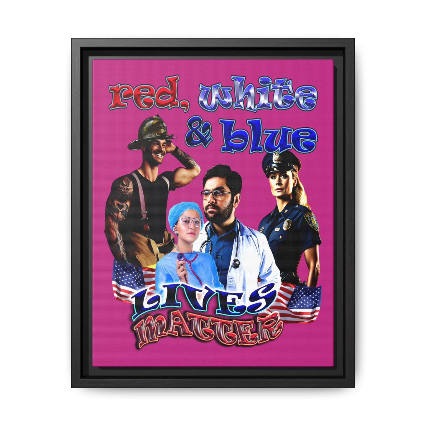 rw&b lives matter - framed canvas art (pink)