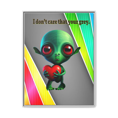 I don't care that your grey - framed canvas art (rainbow split)