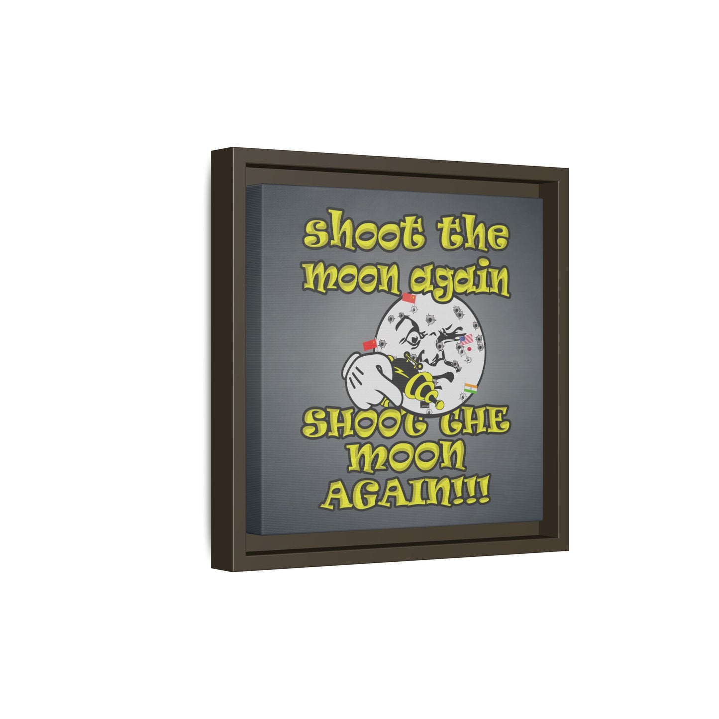 shoot the moon again - framed canvas art (grey-light grey)