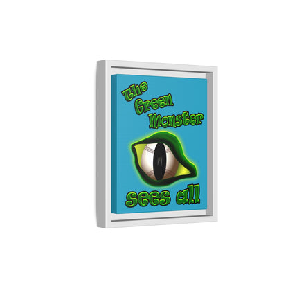 green monster - framed canvas art (turquoise)