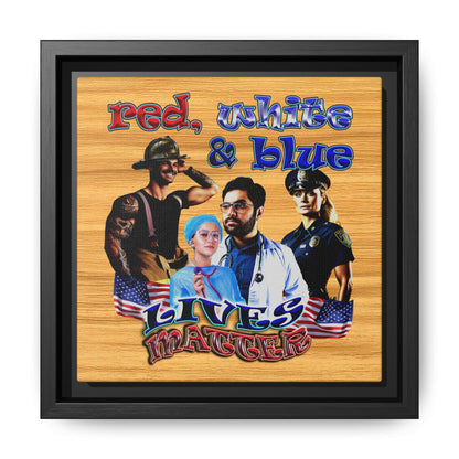 rw&b lives matter - framed canvas art (butterscotch wood finish)