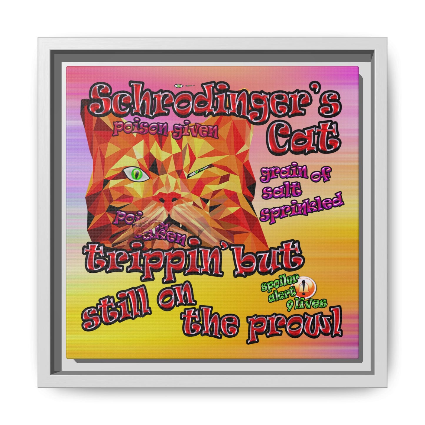 schrodinger's cat - framed canvas art (color blur)