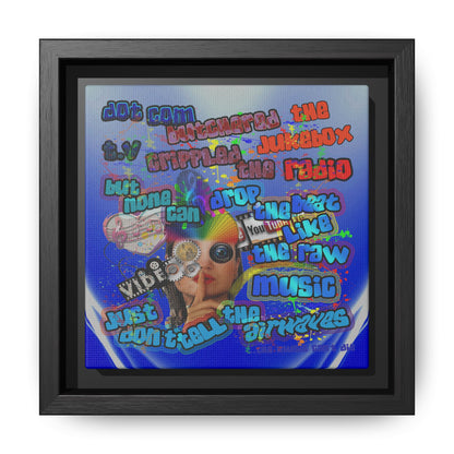 drop the beat - framed canvas art (blue-white wave)