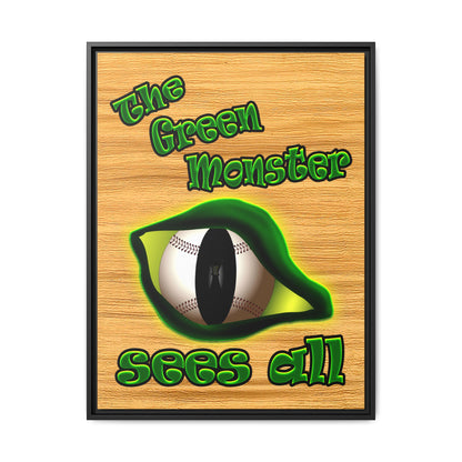 green monster - framed canvas art (butterscotch wood finish)