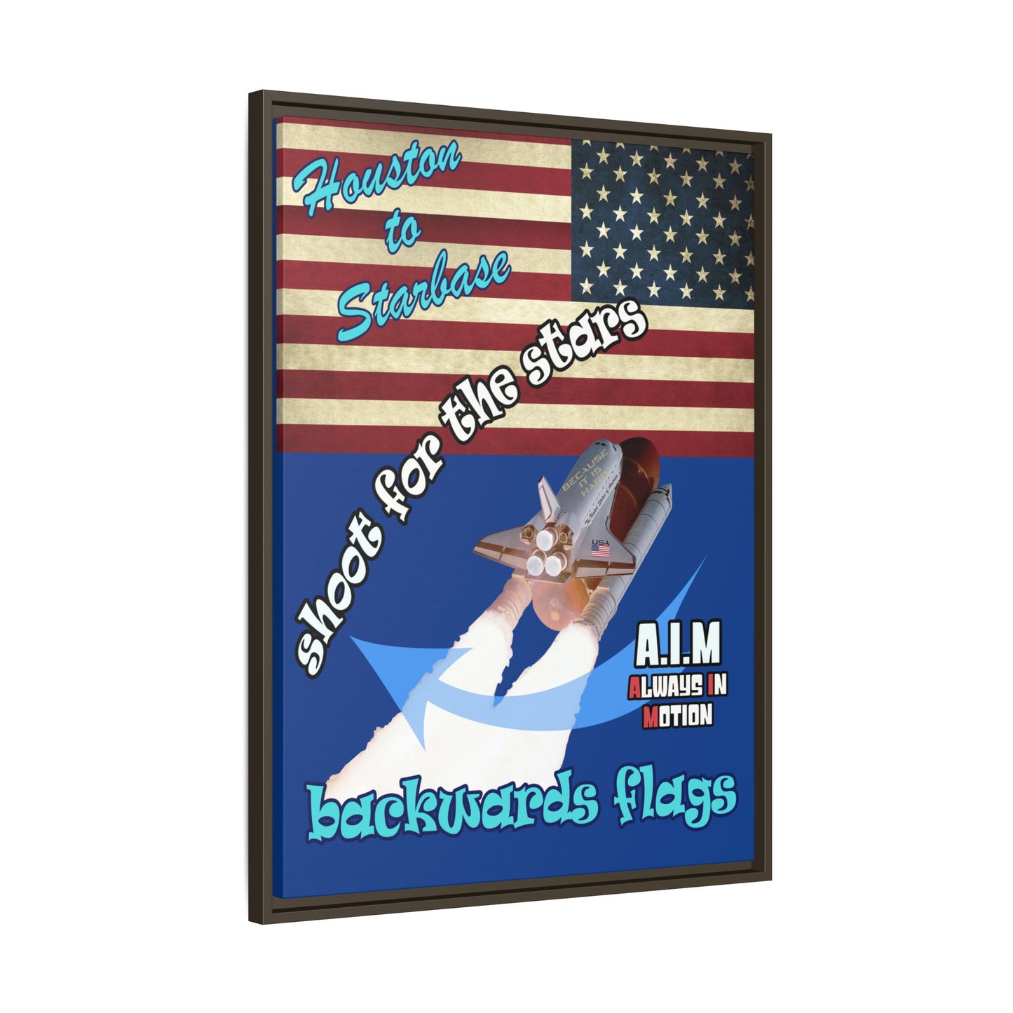 shoot for the stars - framed canvas art (dark blue)