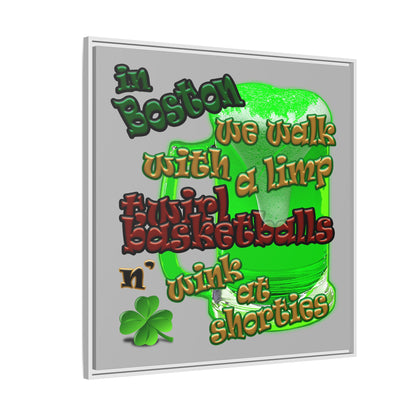 celtics logo - framed canvas art (light grey)