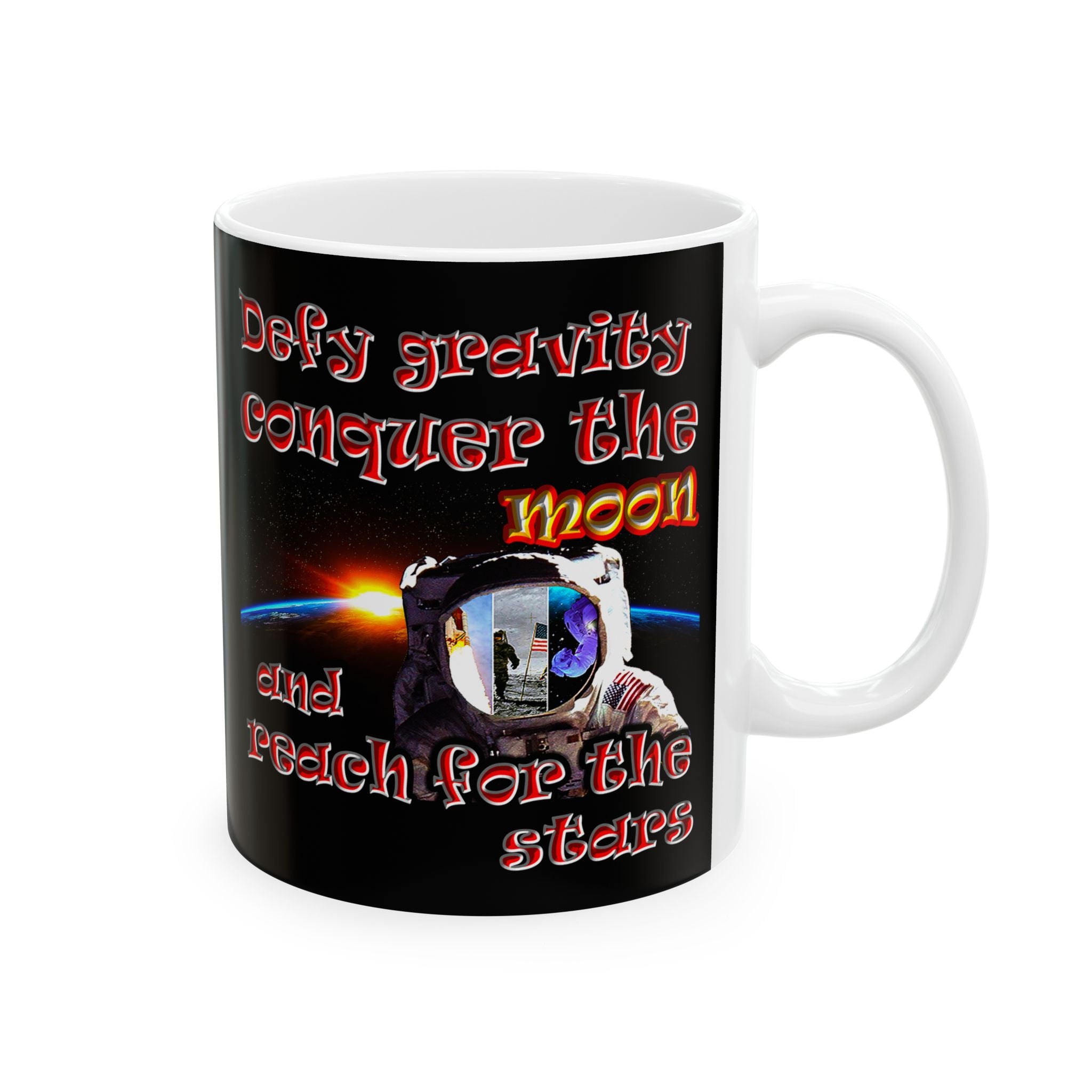 defy conquer reach - White Mug (black)