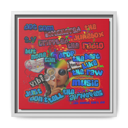 drop the beat - framed canvas art (dark red)