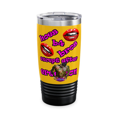 hoes b4 bros - Ringneck Tumbler, 20oz (yellow)