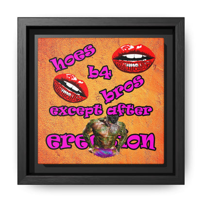 hoes b4 bros - framed canvas art (burnt orange)