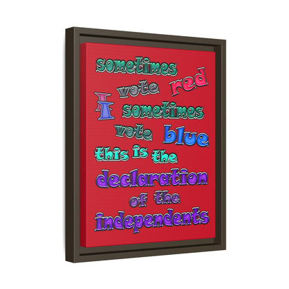 declaration of the independents - framed canvas art (dark red)