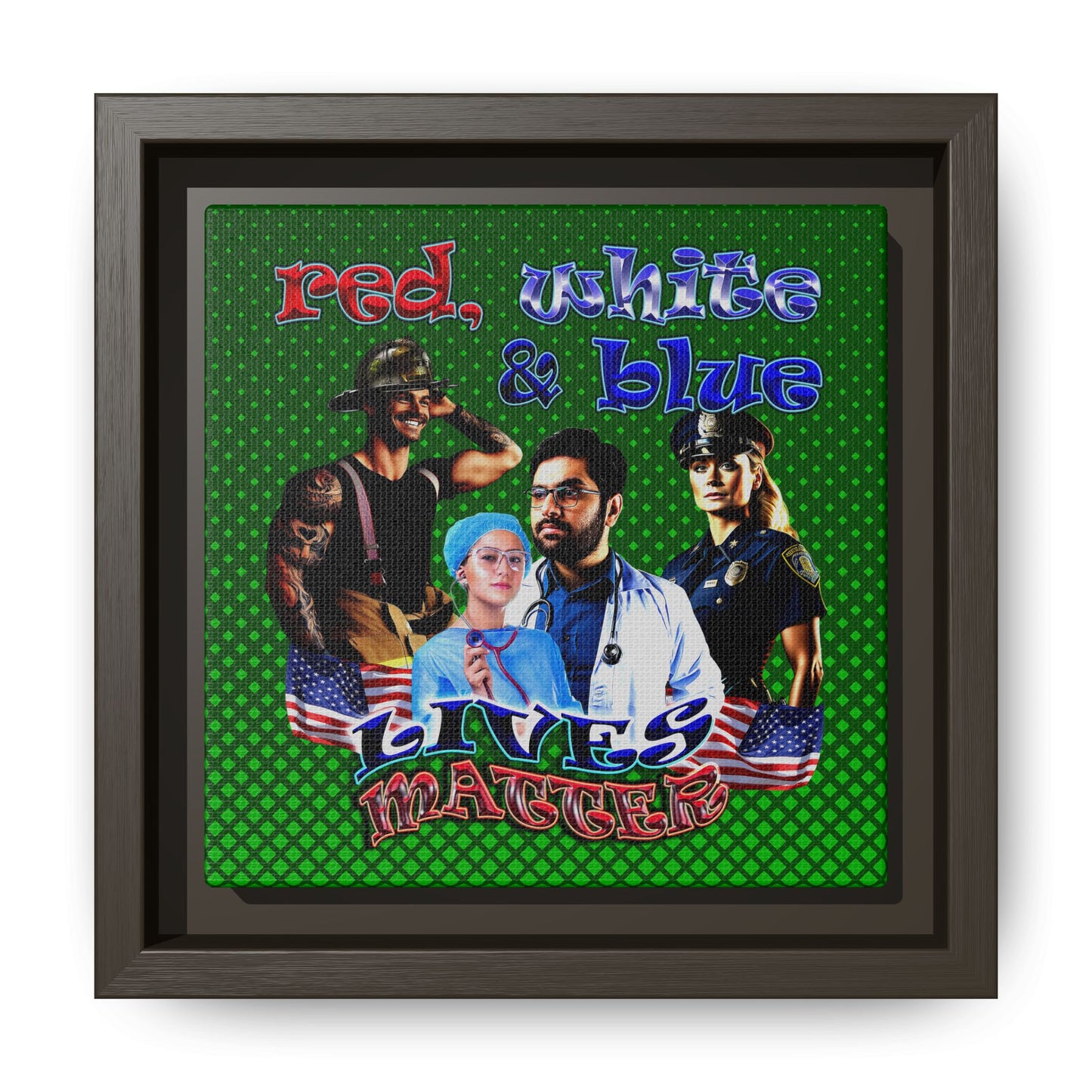 rw&b lives matter - framed canvas art (logo green)