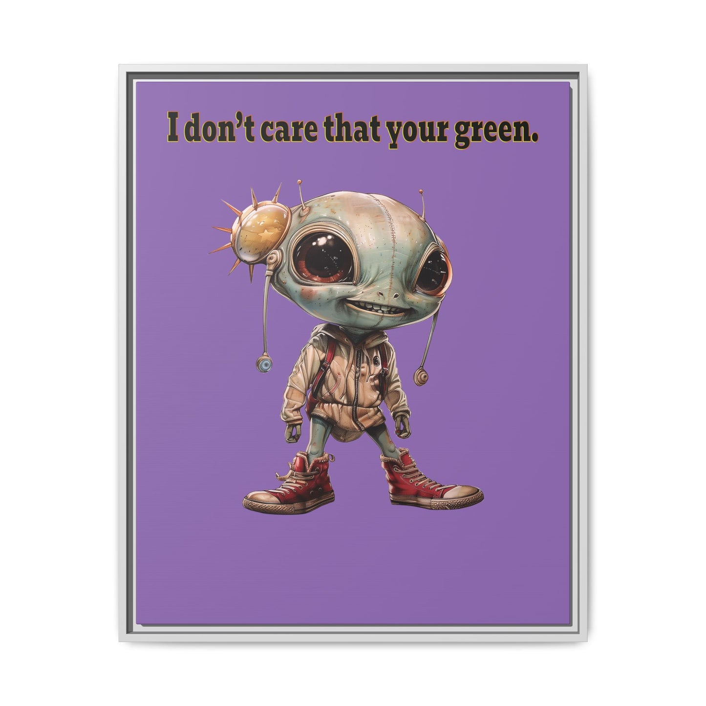 I don't care that your green - framed canvas art (light purple)