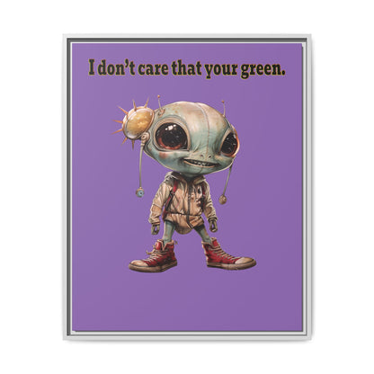 I don't care that your green - framed canvas art (light purple)
