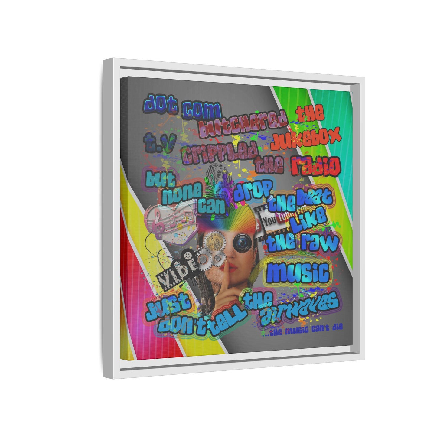 drop the beat - framed canvas art (rainbow split)
