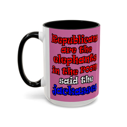 donkeys and elephants - Accent Mug (light pink)