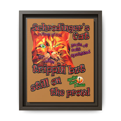 schrodinger's cat - framed canvas art (light brown)
