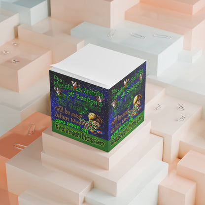 christmas spirits of boston - note cube ('snoops' background)