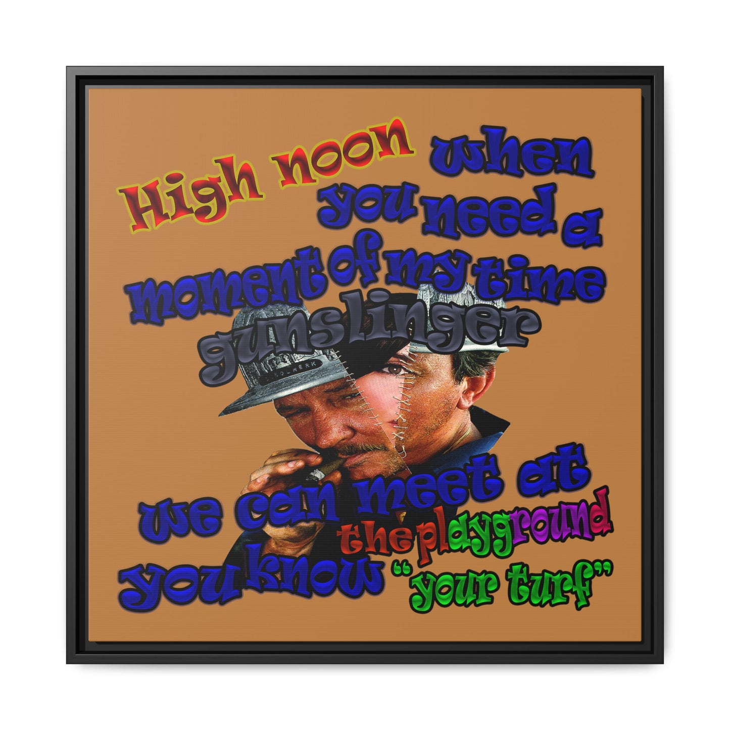 high noon - framed canvas art (light brown)