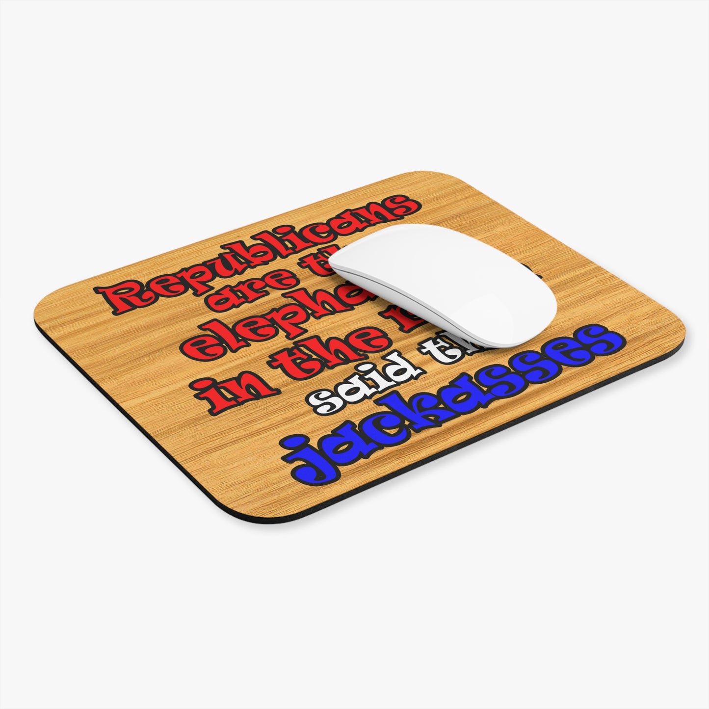 donkeys and elephants - Mouse Pad (Rectangle) (butterscotch wood finish)