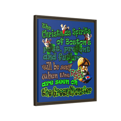 christmas spirits of boston - framed canvas art (dark blue)