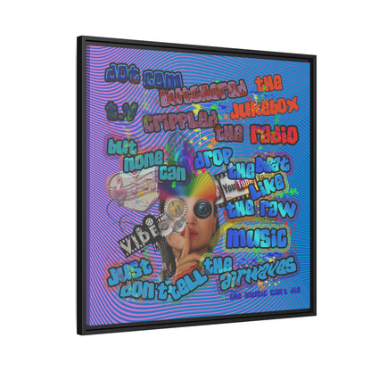 drop the beat - framed canvas art (light blue-purple wave)