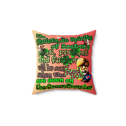 christmas spirits of boston - Faux Suede Square Pillow - (yellow-orange wave)