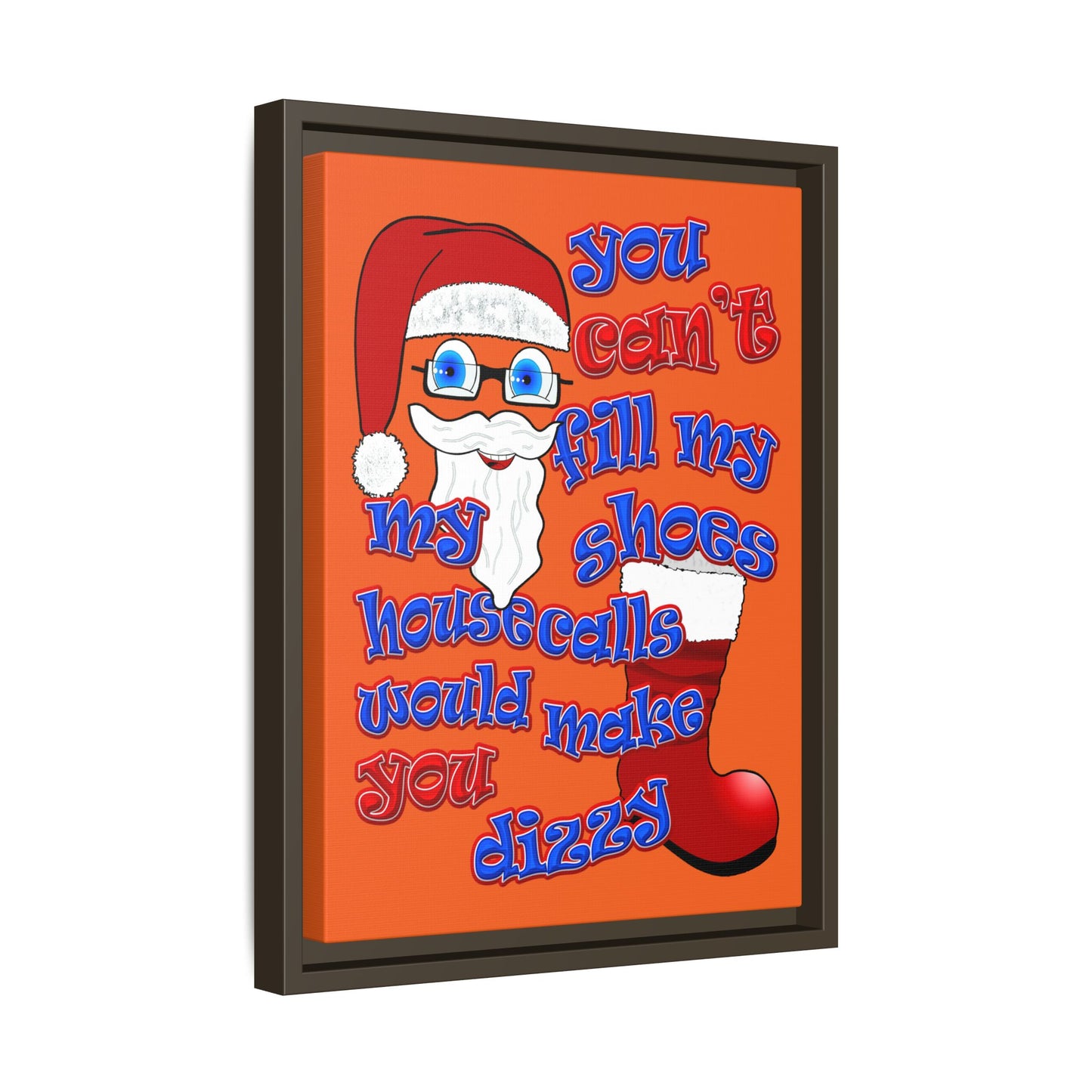 santa's shoes - framed canvas art (orange)