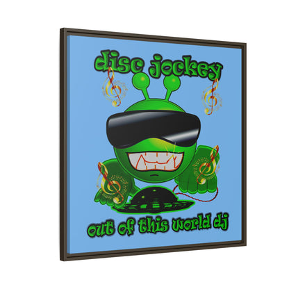 disc jockey - framed canvas art (light blue)
