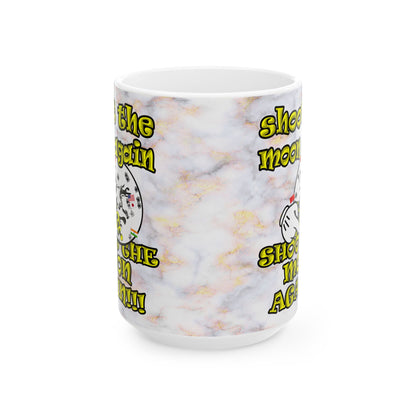 shoot the moon again - White Mug (white marble)