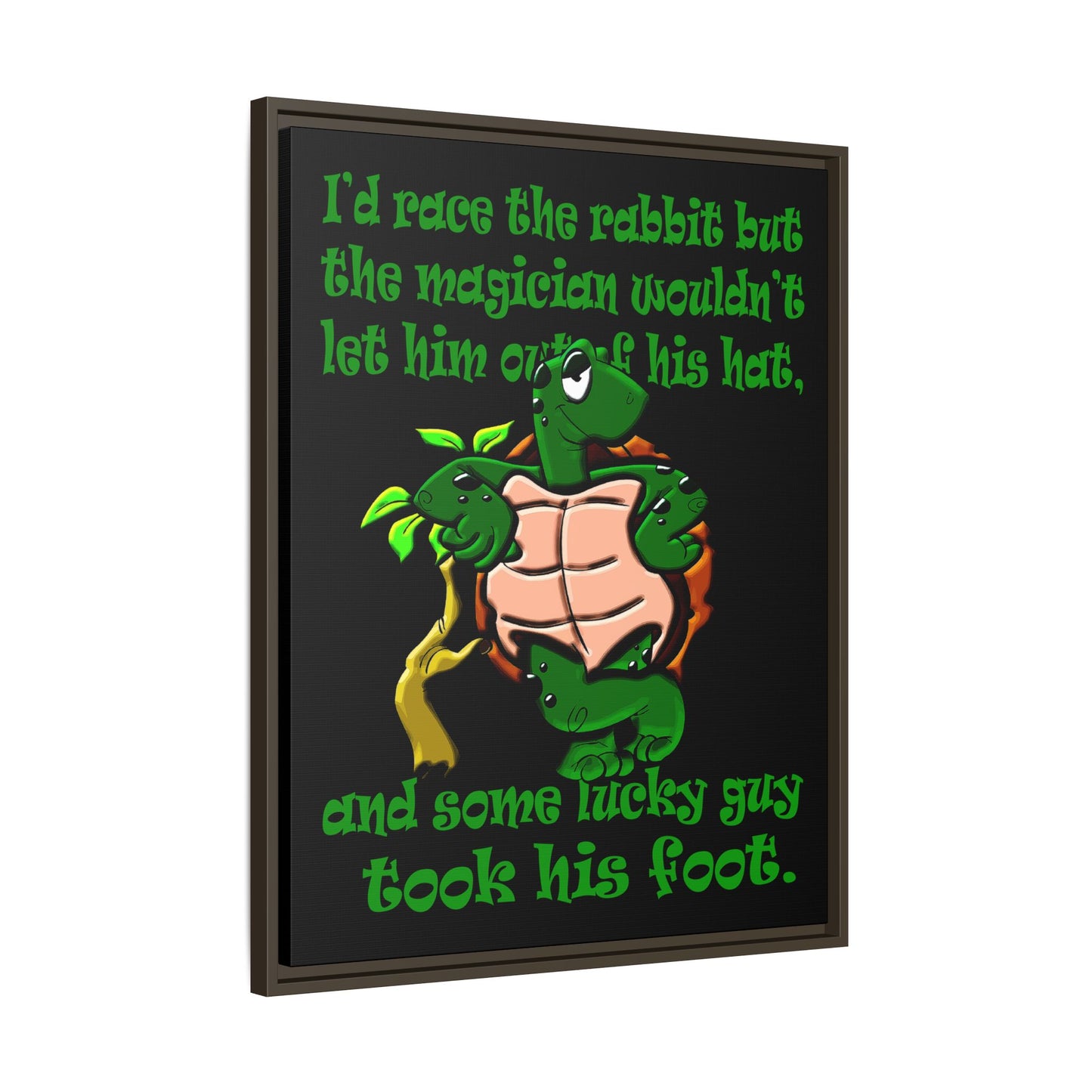 turtle race - framed canvas art (black)