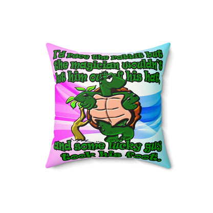 turtle race - Faux Suede Square Pillow - (light blue-pink wave)