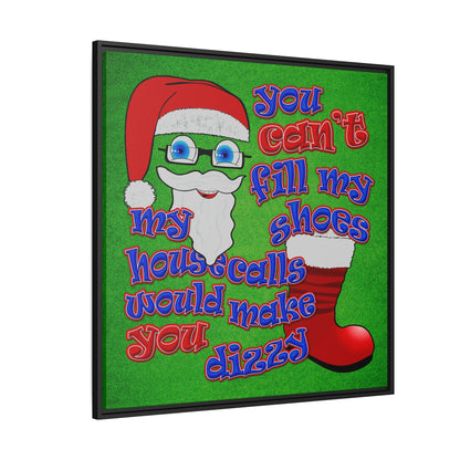 santa's shoes - framed canvas art (green turf)