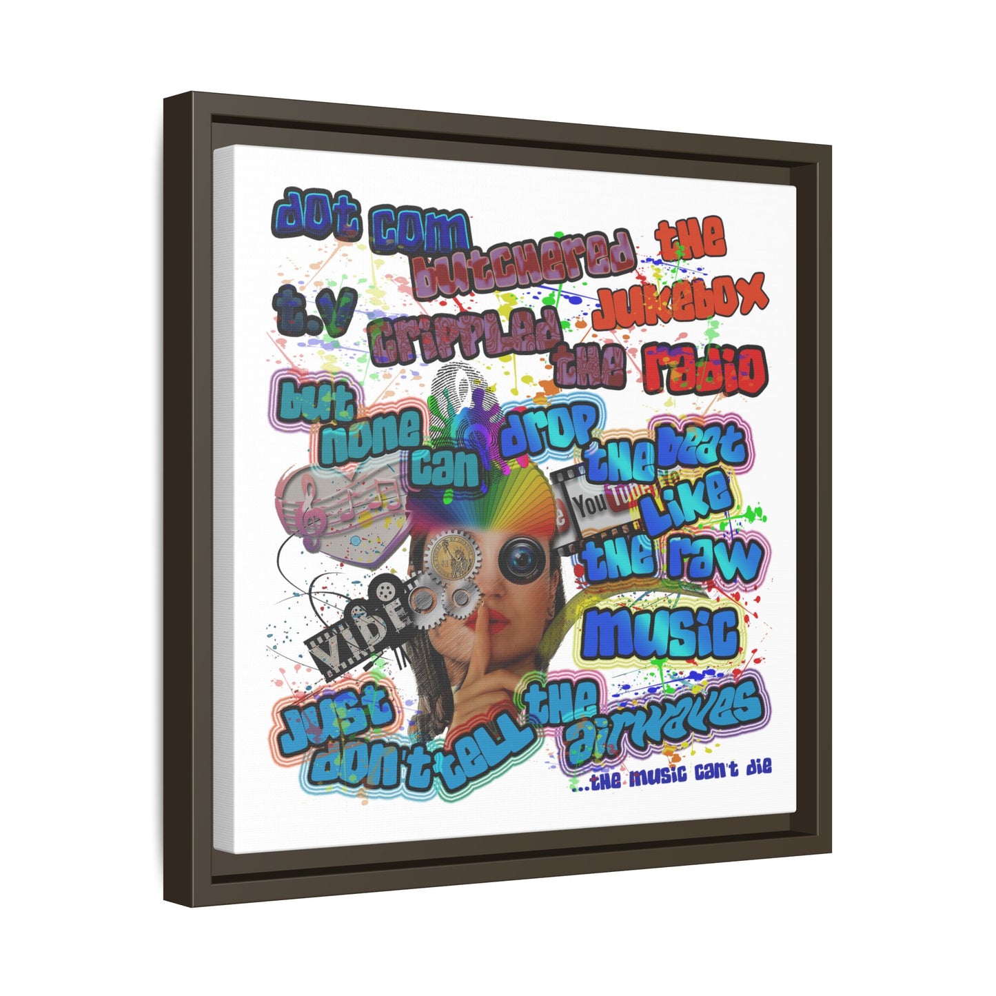 drop the beat - framed canvas art (white)