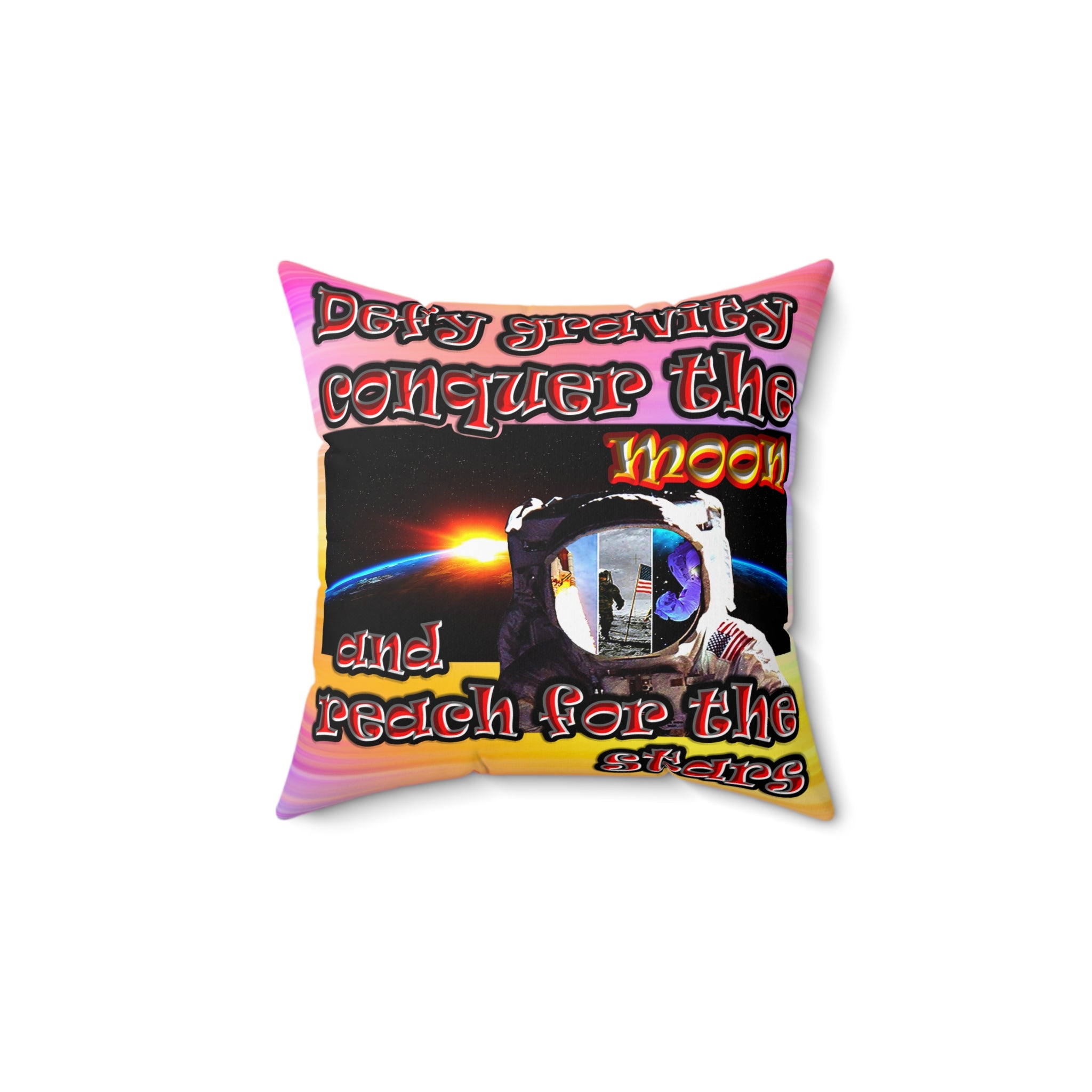 defy conquer reach - Spun Polyester Square Pillow - (color blur)