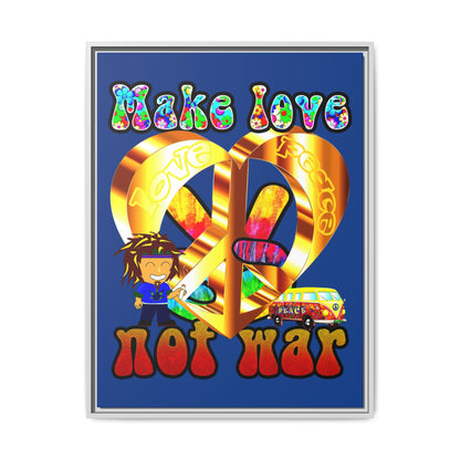 love peace - framed canvas art (dark blue)